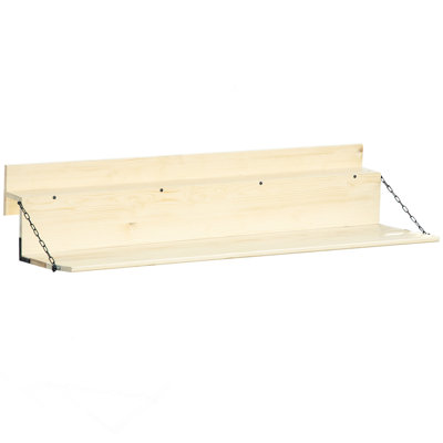 Hanging Balcony Table, Spruce Wood Foldable Railing Bar, Serving Table & Desk, Fits Up To 3.9 Inches, Natural