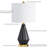 24 in. Black Gold Modern Dimmable Ceramic Metal For Bedroom/Living Room Bedside Desk Nightstand Table Lamp With White Linen Drum Shade And USB Port