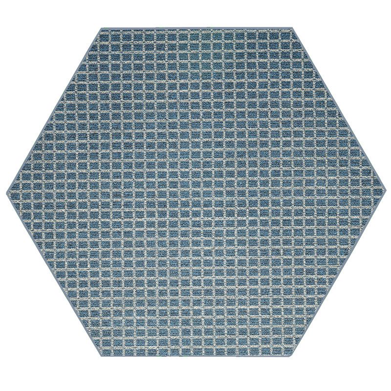 Tapis bleu marine intérieur / extérieur Immy, Hexagone 4 pi