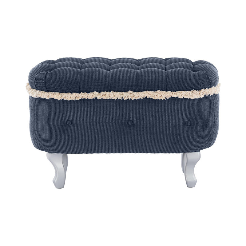 29.5'' Storage Benches, End Of Bed Bench With Button-Tufted, Fabric Upholstered Storage Ottoman, Window Bench With Fringe, Shoe Cabinet Bench, Footboard Bench For Bedroom, Entryway, Cloakroom,Blue