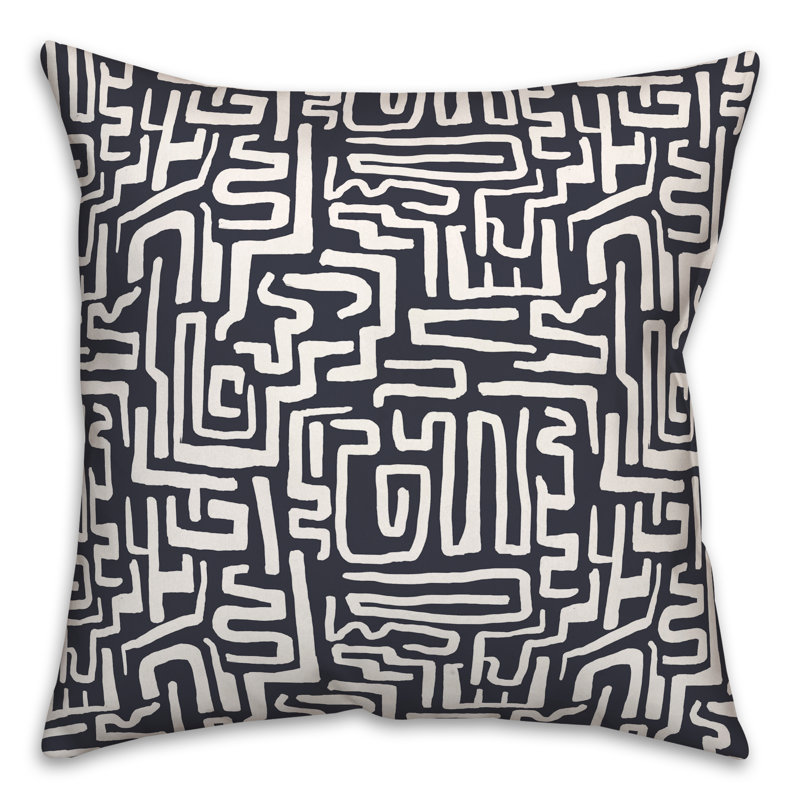 Coussin extérieur bleu marine Wiggly Shapes, Bleu marine, H 18 po x l 18 po