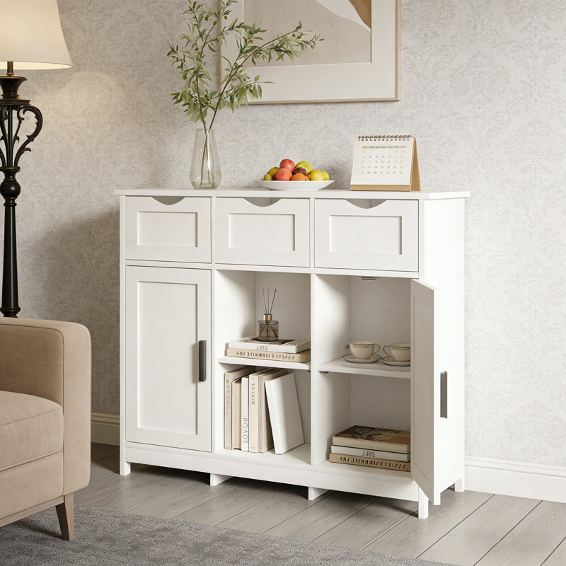 Storage Cabinets,Wooden Floor Cabinet,With Drawers And Shelves Storage Cabinets,Accent Cabinet For Living Room,Bedroom,Bathroom Furniture Home Decor(White)