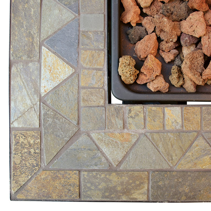 Endless Summer, 30" Square LP Gas Outdoor Fire Pit with Mosaic Slate Tile Mantel
