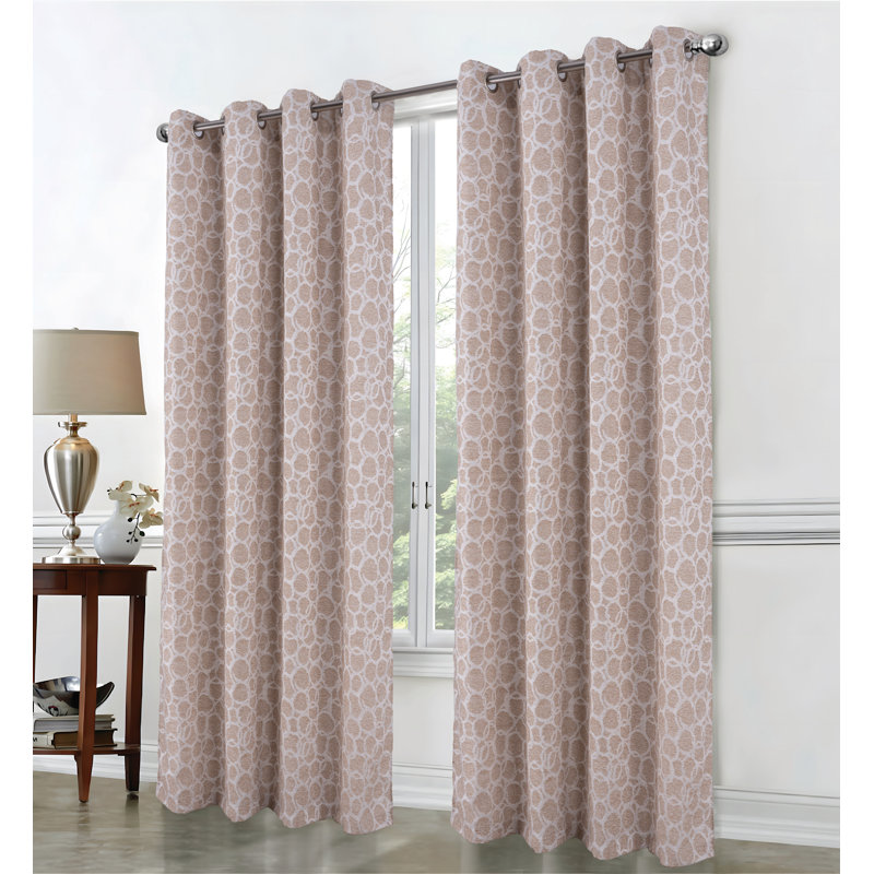 Rideau de fenêtre en jacquard Jasper Lurex, Taupe, L 39 po x L 90 po