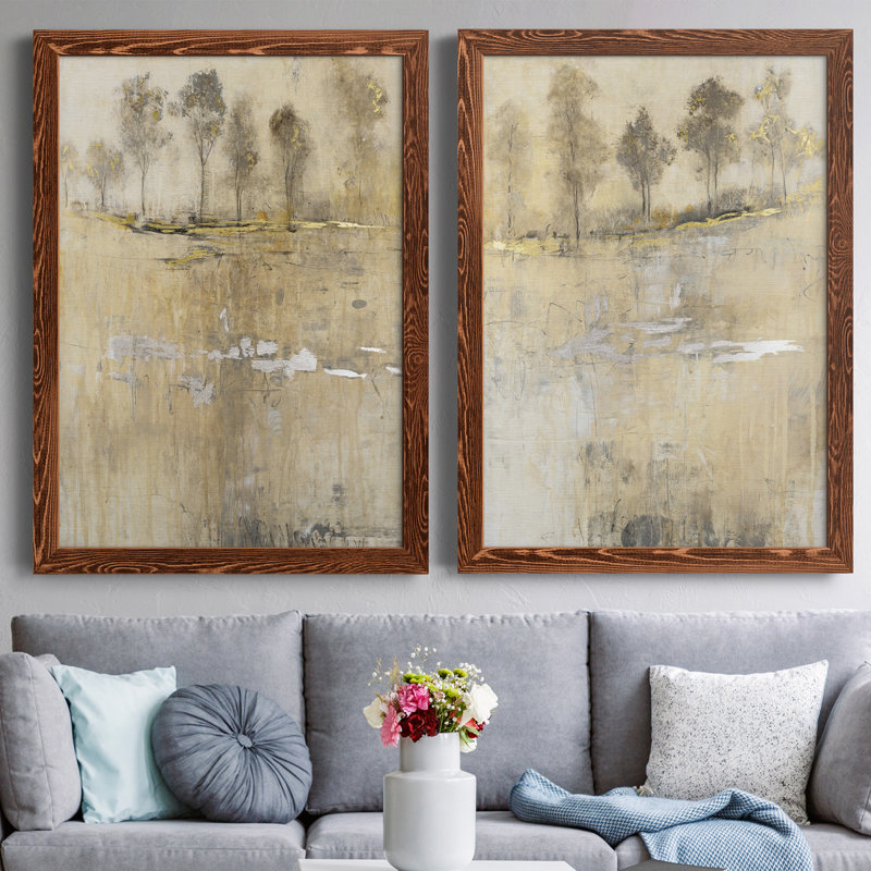 Cloake in Mist I - ensemble de 2 peintures encadrées, H 20 po x l 34 po x P 1,5 po, Toile encadrée érable