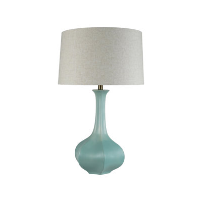 Lampe de table en grès avec base en lin acrylique