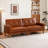 Analycia Three-piece Set Brown Tufted Leather Sofa Set (86.6"+61"+35.2")with Square Arms And Deep Seat, Mid Century Modern Upholstered Sectional Couch For Living Room Home Office-132427331