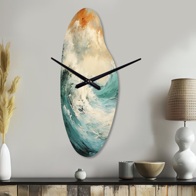 Horloge murale incurvée en métal bleu océan et moderne Modern