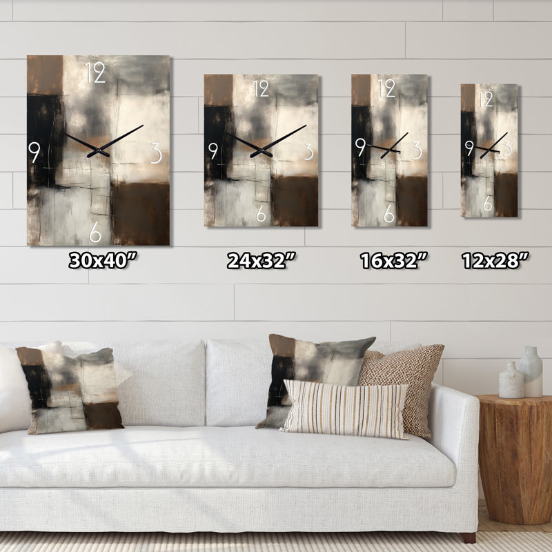 Mid Century Fusion III - Horloge murale abstraite Mid Century, H 32 po x l 24 po x P 1 po