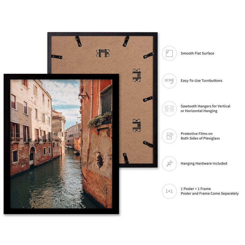 Venice Canal No3, Black Framed, Poster, 16"H x 20"W