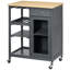 Îlot de cuisine roulant avec rangement, chariot de cuisine avec support à vin pour 4 bouteilles, chariot de bar avec porte-verres à pied, tablettes, tiroir et armoire-467060357
