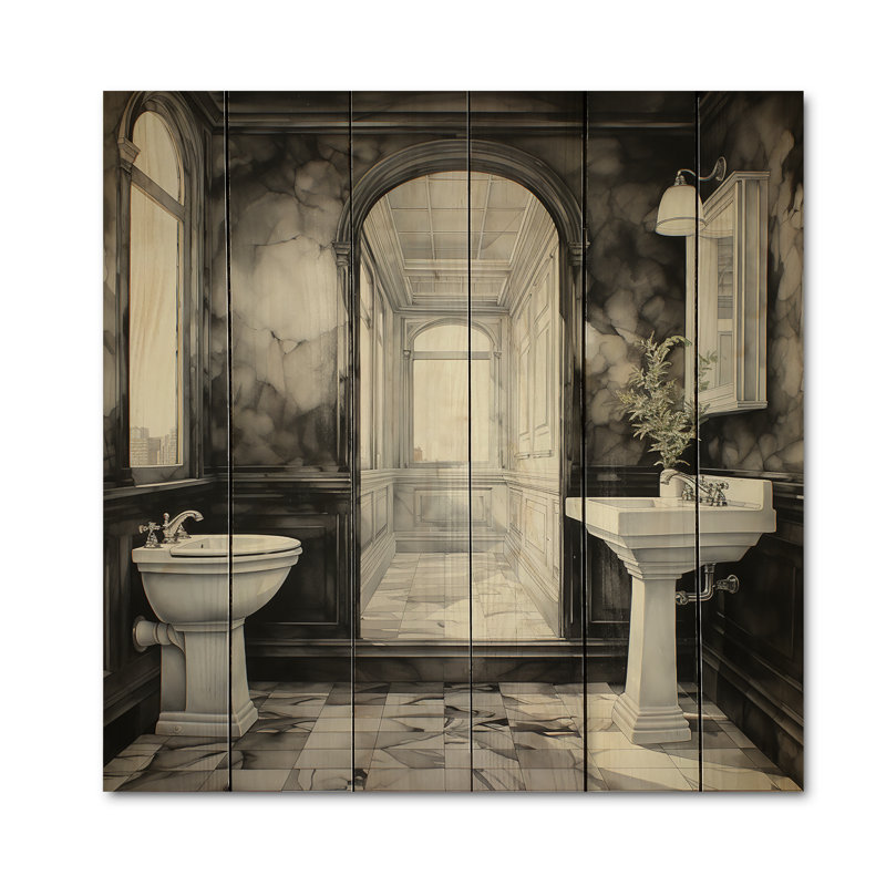 Toilette monochrome moderne Jahliah I sur bois, H 30 po x l 30 po x P 0,78 po