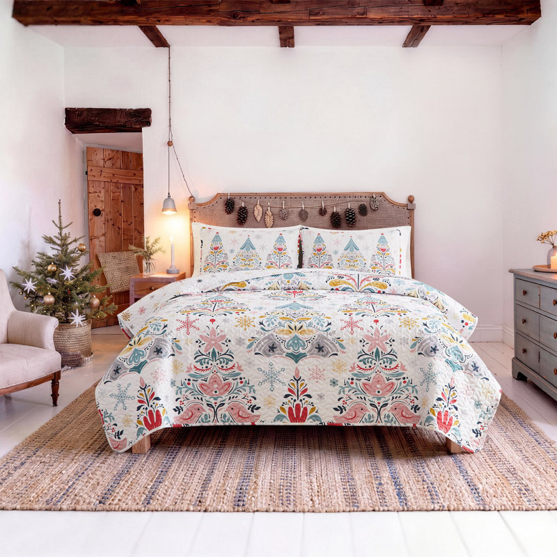 Avanti Folk Trees Full/Queen Quilt Set