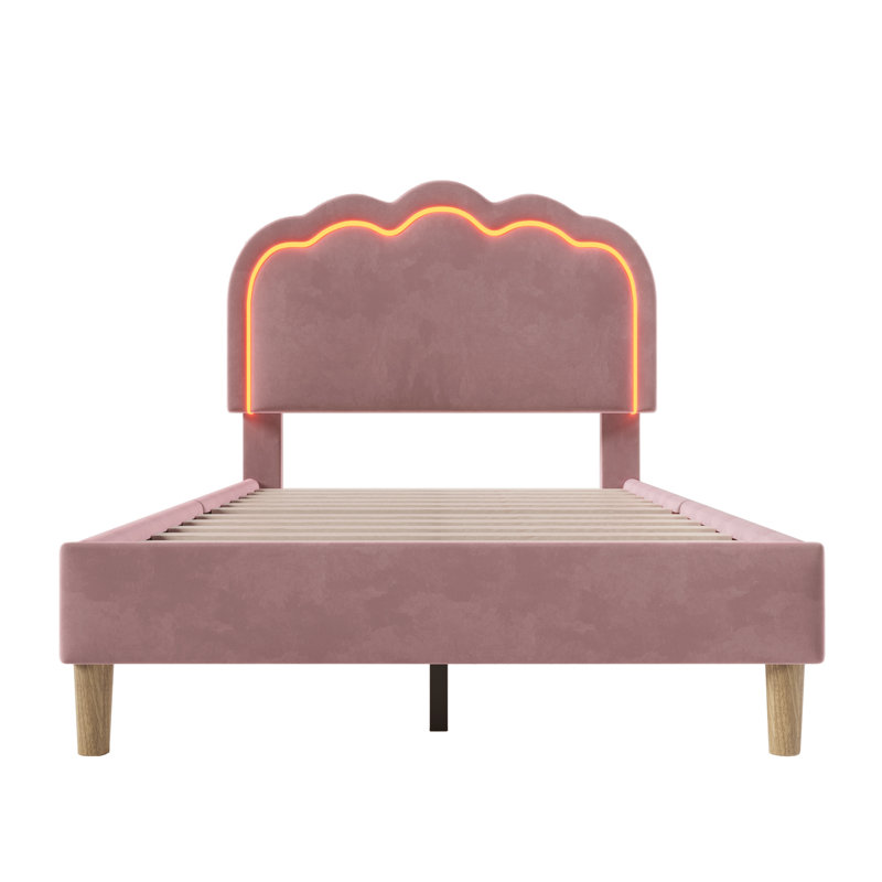 Upholstered Bed 3ft single bed With Led, Pink