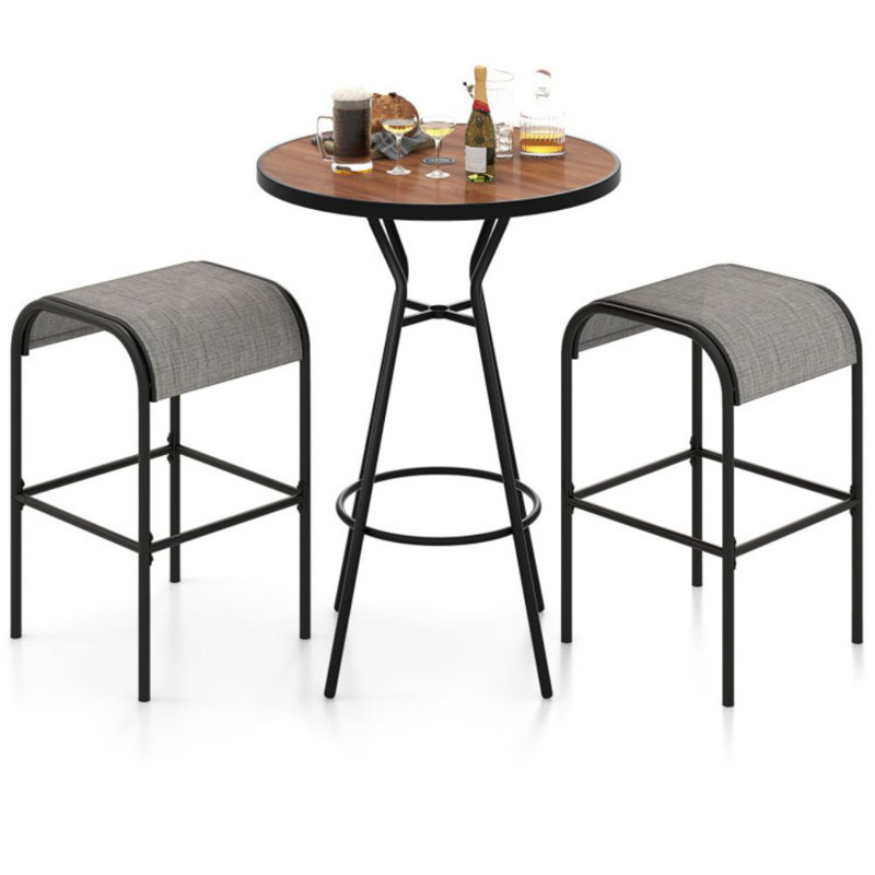 Ensemble de 3 tables de bar rondes pour l'extérieur avec trou pour parasol 1,6 pouces