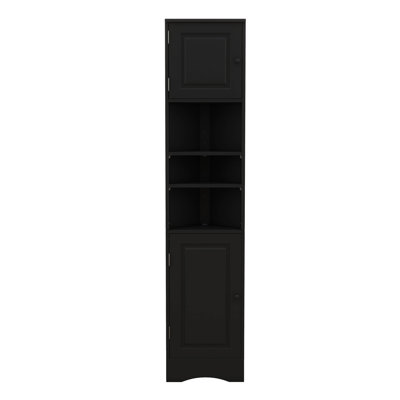 Tall Bathroom Corner Cabinet With 2 Doors, Slim Freestanding Corner Storage Cabinet With 3 Adjustable Shelves For Bathroom Kitchen Living Room