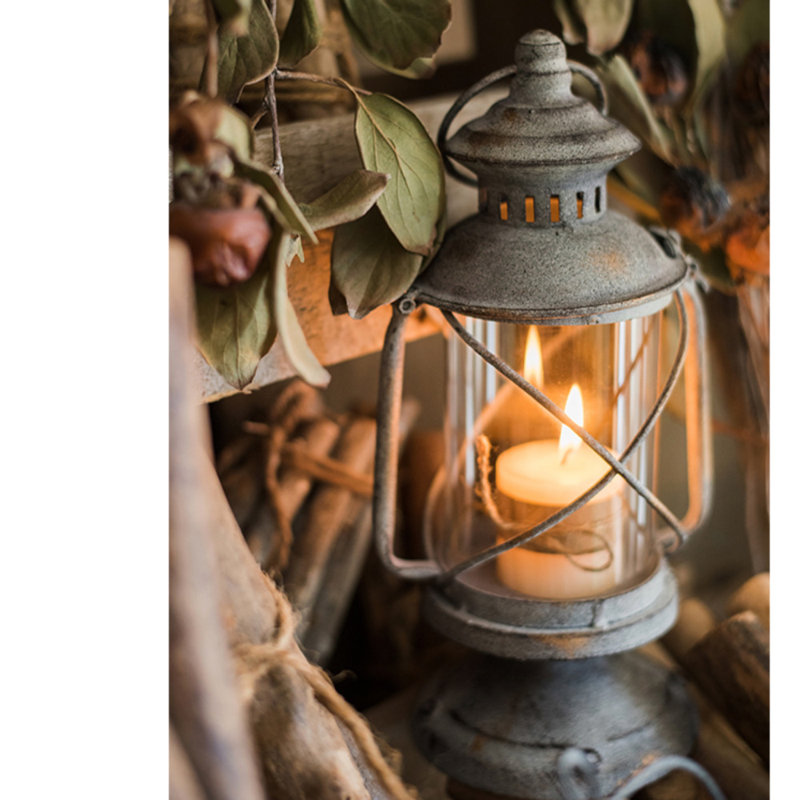 Tabletop Lantern, 11" H x 5.7" W x 5.7" D