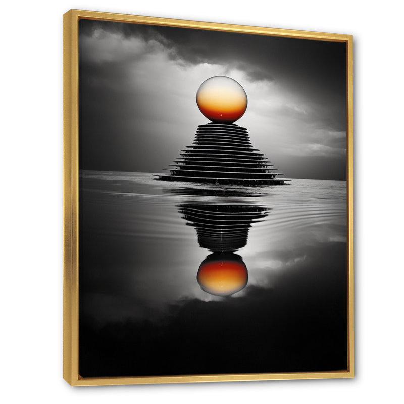 Grayscale Rainbow Reflection - reproduction sur toile, H 20 po x l 12 po x P 1 po, Cadre flottant doré