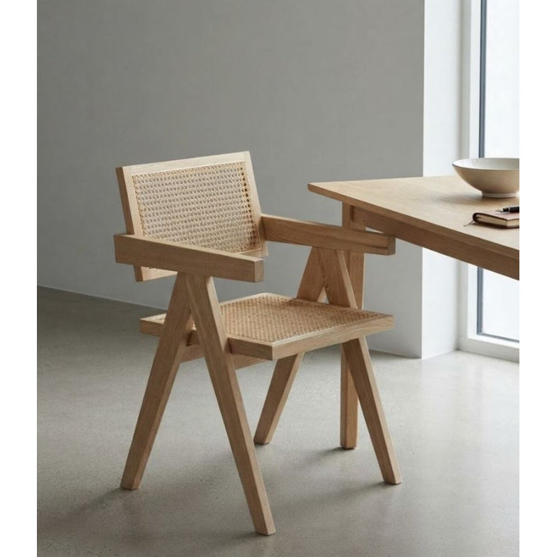 Chaise de salle à manger Jamandi en noyer japonais avec cadre en bois massif Jamilla, Naturel