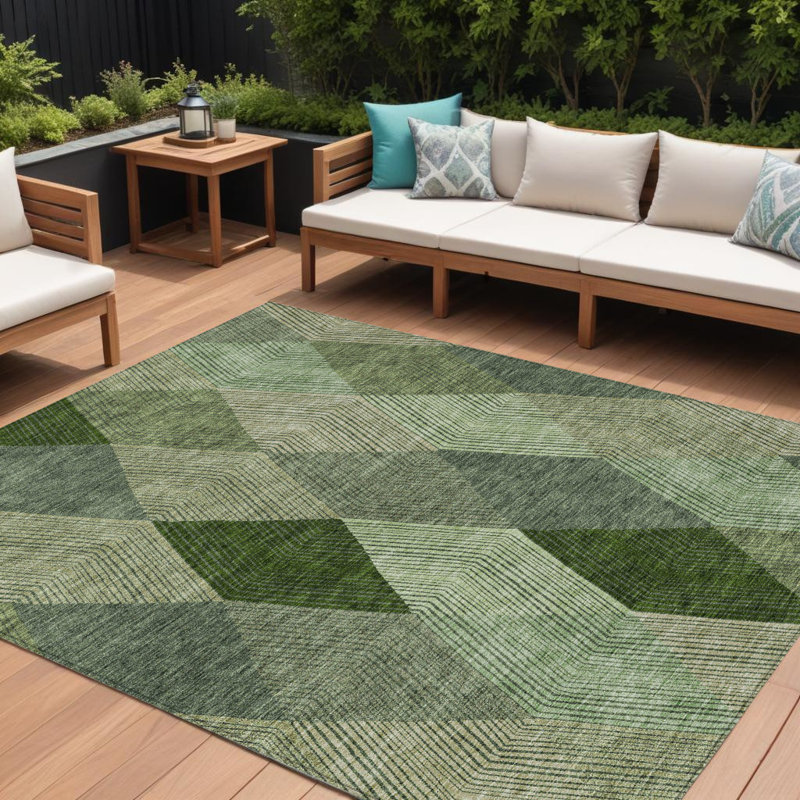 Tapis lavable intérieur / extérieur vert menthe et sauge Arpin 10 pi x 14 pi Arpin