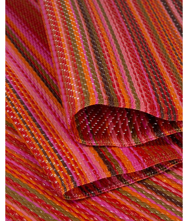 Rainbow Collection Outdoor Rug Striped Design in Terra