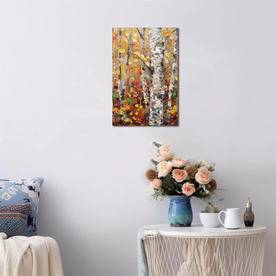 Abisali, forêt d'automne, peinture pour salon, décoration murale, arbre moderne, reproduction d'art sur toile prête à être accrochée, affiche 12 x 16 po