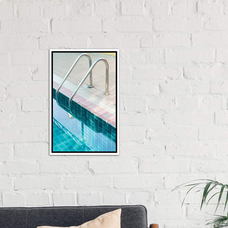 « rétro piscine piscine »-impression photo, H 40 po x l 26 po x P 1,5 po, Toile blanche encadrée