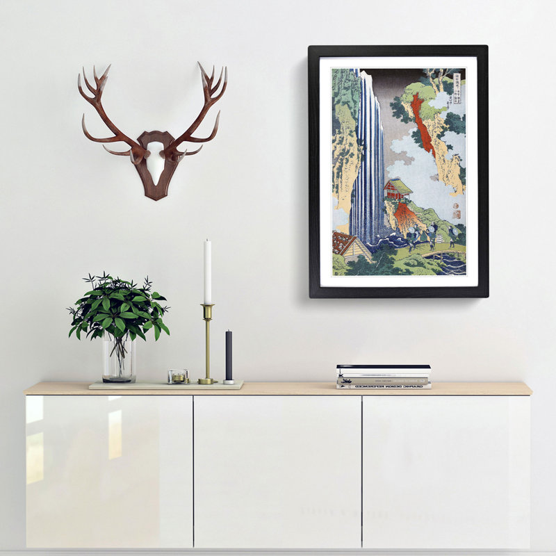 The Waterfall in Ono on the Kisokai Road by Katsushika Hokusai - Picture Frame Painting Print, 48cm H x 36cm W x 2cm D