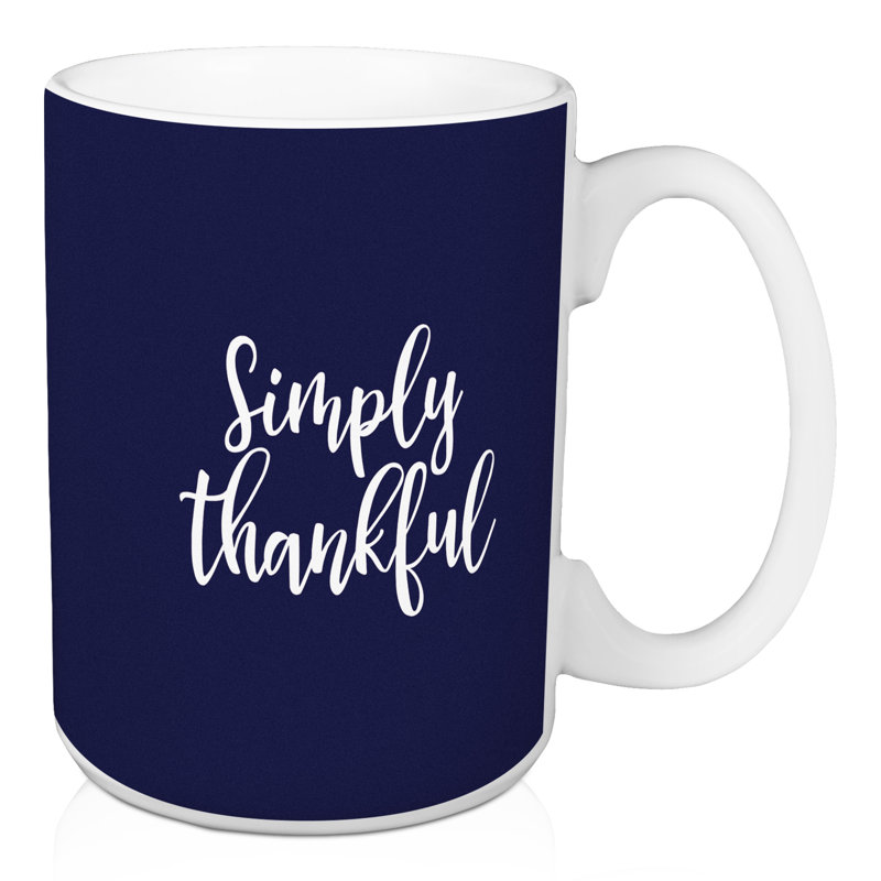 Grande tasse à café simplement heureusement Nunnally, Bleu marine