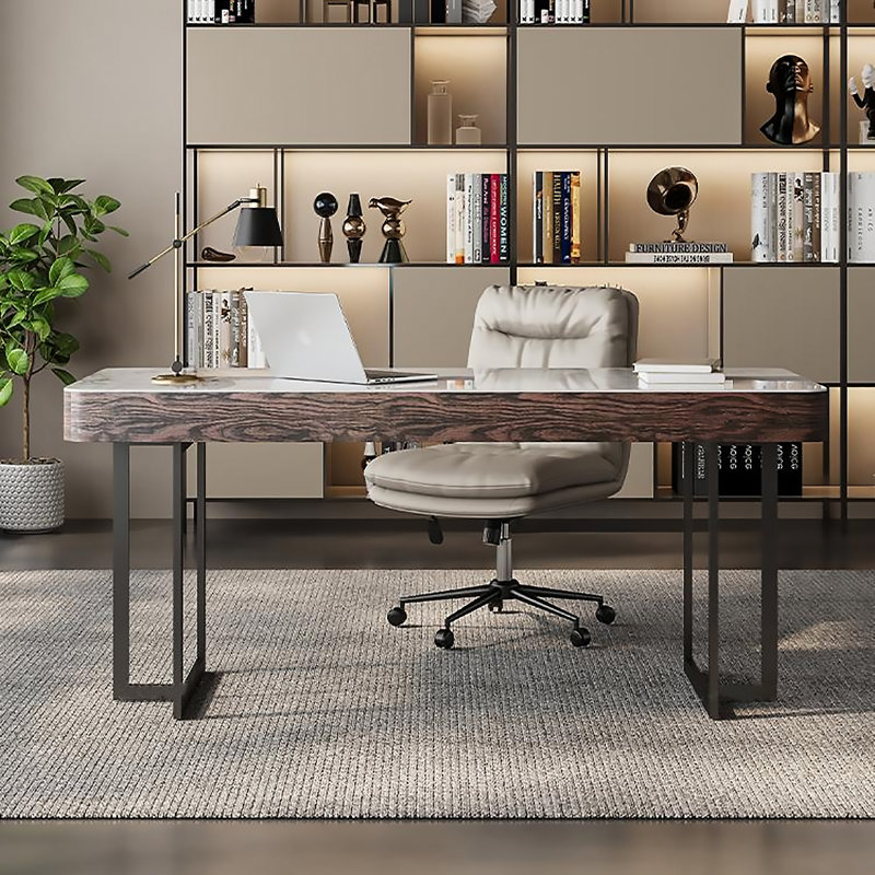 Rectangle Sintered Stone Writing Desk,2-drawer, 29.92" H x 47.24" W x 23.62" D