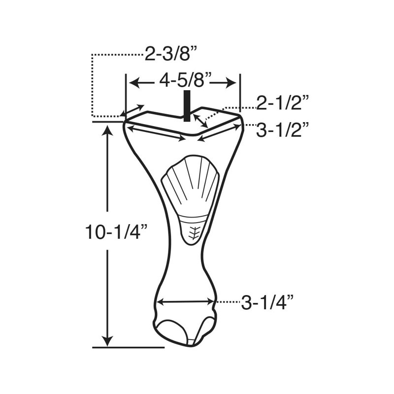 Pieds en bois franc massif non fini 10-1 / 4 po x 3-1 / 2 po, 4 Pack