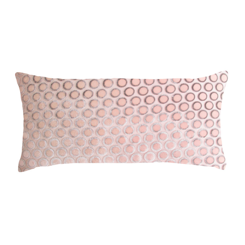 Dots Rectangle Velvet Pillow Cover & Insert, 7" x 15", Blush
