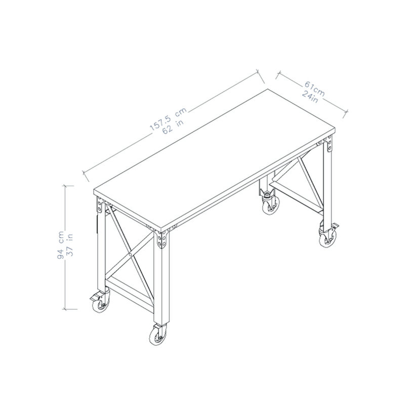 Solid Wood Top Metal Base Desk Shell, 37" H x 62" W x 24" D