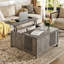 Table basse à plateau relevable avec rangement Farmhouse, grande table basse carrée de 35 po avec compartiment caché, table centrale en bois rustique pour le salon, chêne gris-302007940