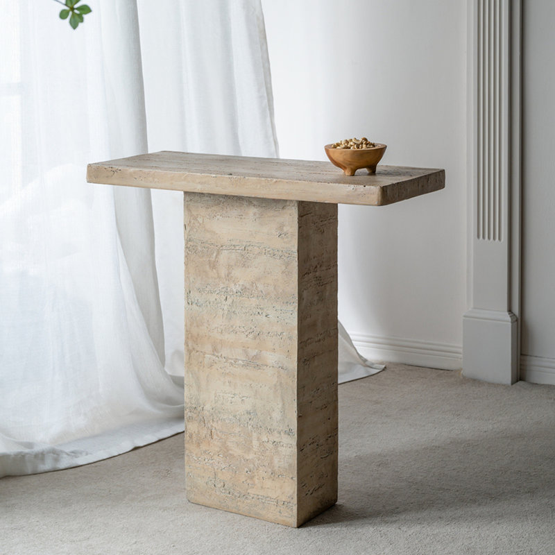 Table basse avec base piédestal, Crème, crème