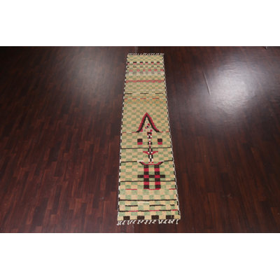 Tapis de couloir damier marocain en laine noué à la main 3 x 12