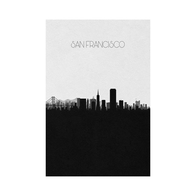San Francisco, California City Skyline by Ayse Deniz Akerman - Wrapped Canvas Gallery-Wrapped Canvas Giclée