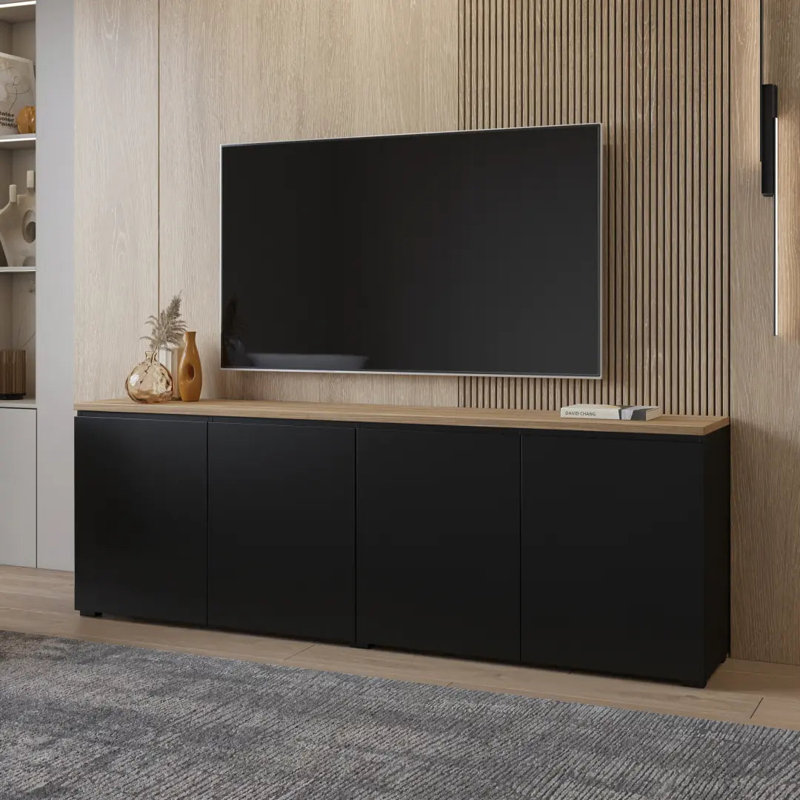 Unfinished Display Stand with Fireplace Included, Black