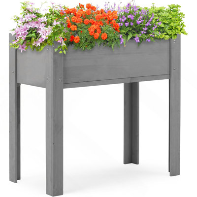 31X31x16 Inch Raised Garden Bed With Legs, Elevated Wooden Planter Box For Outdoor Plants Flowers Fruits Vegetable Herb Growing
