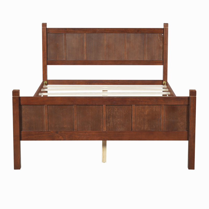Flat Panel Bed With Headboard & Footboard, Minimalist Modern Platform Bed With Wood Grain Finish, Shaker And Farmhouse Style Design, Sleek And Functional Bedroom Furniture