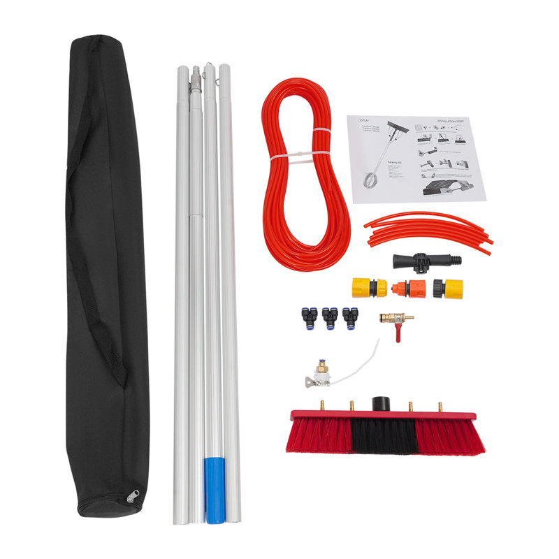 Long Reach Solar Panel Cleaning Brush Kit For Outdoor Windows, 13.8" H x 13.78" W x 157.6" L