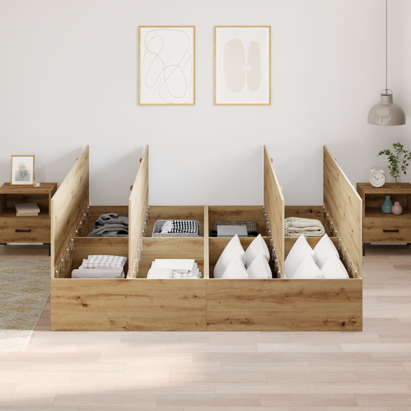 Storage Bed Frame, 200 x 200 cm, Artisan Oak