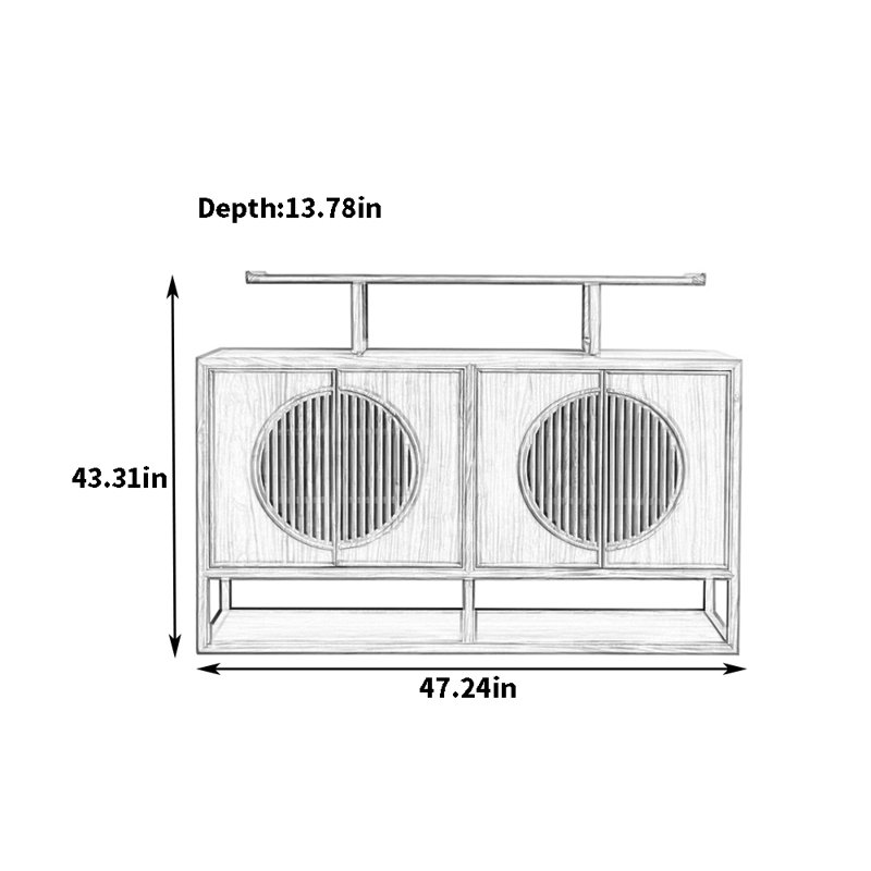 Buffet grande capacité Retro, Noyer, H 43,31 po x l 47,24 po x P 13,78 po