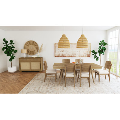 Ensemble de salle à manger extensible en bois massif 8 pièces Peerson