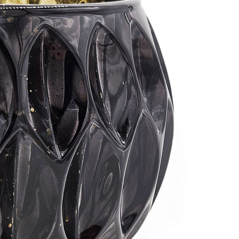 5,9 "NOIR BRILLANT OVALE TEXTE COUPÉ VITRINE INTÉRIEURE EN VERRE D'OR, 4 pièces