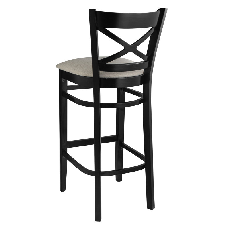 Lieb Upholstered Counter Stool with Solid Wood Frame, Black