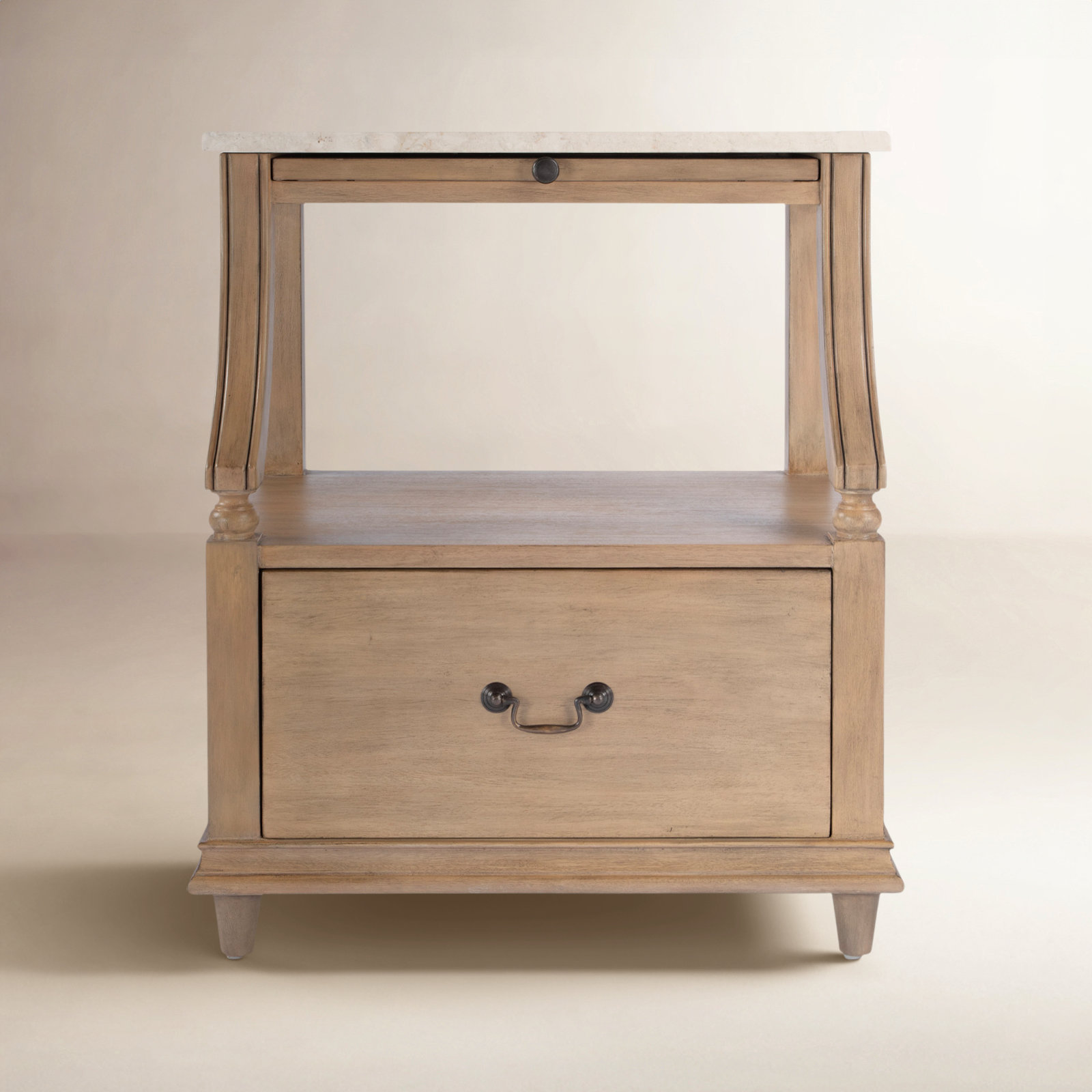 Aberdale 1 - Drawer Marble Top Nightstand, Sandalwood Beige