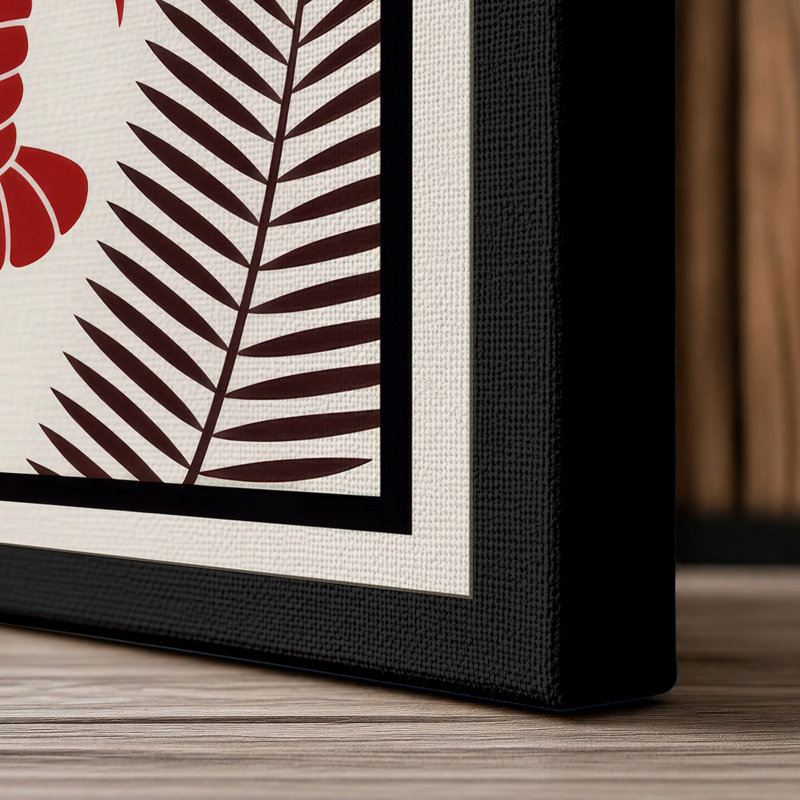 Symmetry in Red Geometric - Wrapped Canvas, 18x12 - 45.7 x 30.5 cm, Black Border