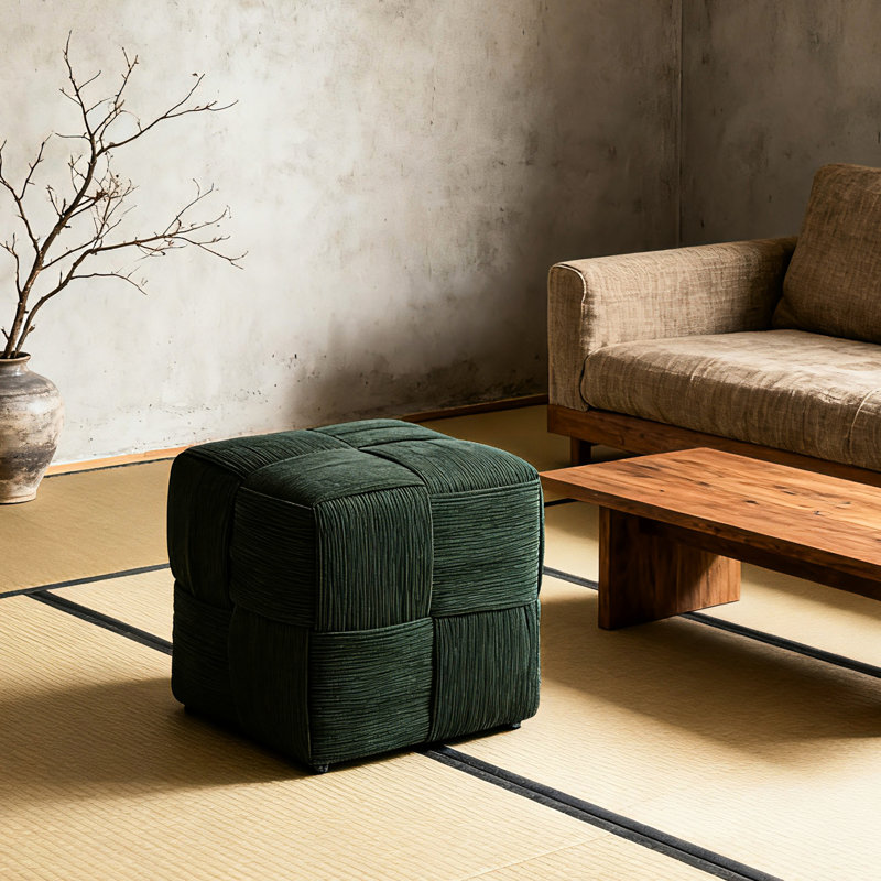 Stable carrée en velours côtelé à haute résilience pour utilisation comme tabouret de coiffeuse dans la chambre à coucher et les sièges supplémentaires