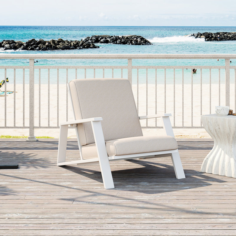 Chaise longue de patio avec coussin, Blanc